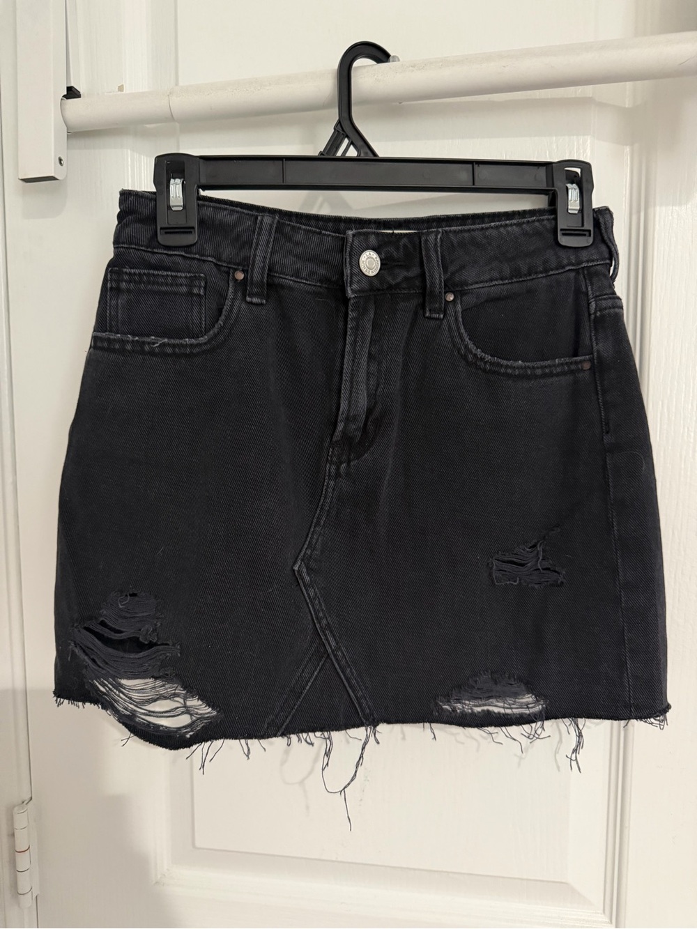 PacSun Black Distressed Denim Mini Skirt